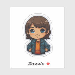 Schattigee Cartoon Girl Sticker - Perfect voor kin