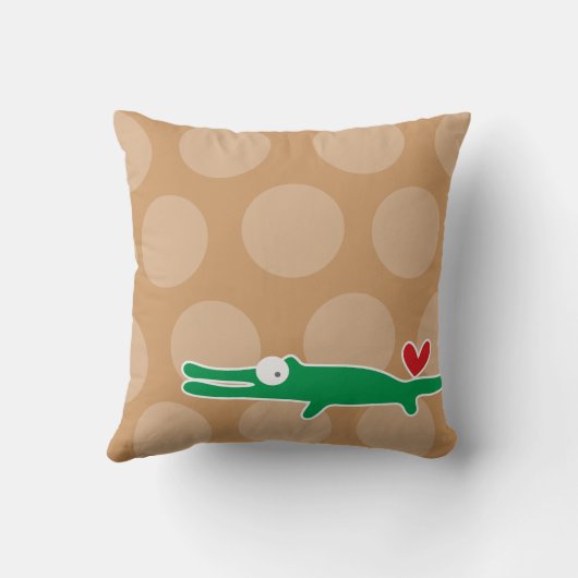 Schattigee Cartoon Groene Alligator Liefde Leuke S Kussen (Achterkant)
