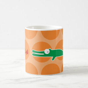 Schattigee Cartoon Groene Alligator & Stippen Leuk Koffiemok