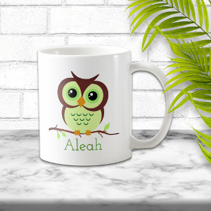 Schattigee Cartoon groene uil Koffiemok