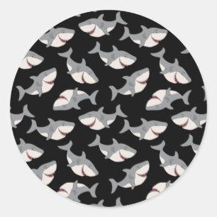 Schattigee Cartoon haaien herhalen vector patroon Ronde Sticker