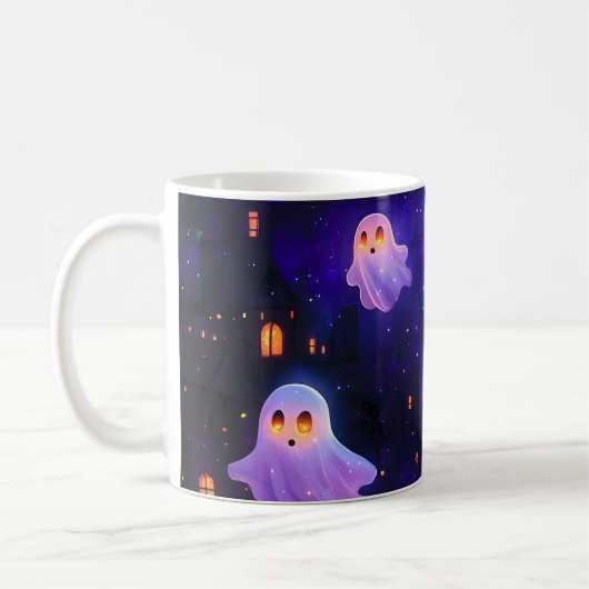 Schattigee Cartoon Halloween Midnight Flying Ghost Koffiemok (Links)