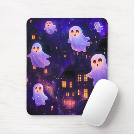 Schattigee Cartoon Halloween Midnight Flying Ghost Muismat (Met muis)