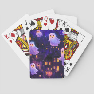 Schattigee Cartoon Halloween Midnight Flying Ghost Pokerkaarten