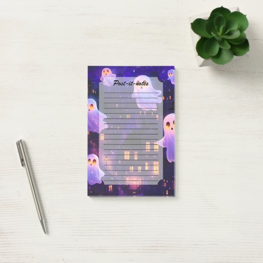 Schattigee Cartoon Halloween Midnight Flying Ghost Post-it® Notes (Kantoor)