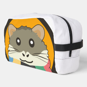 Schattigee cartoon hamster met een veelkleurige sj toilettasje