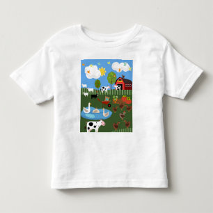 Schattigee Cartoon Happy Barnyard Animals Scene Kinder Shirts