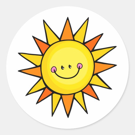Schattigee Cartoon Happy Smiling Zomerzon Ronde Sticker (Voorkant)