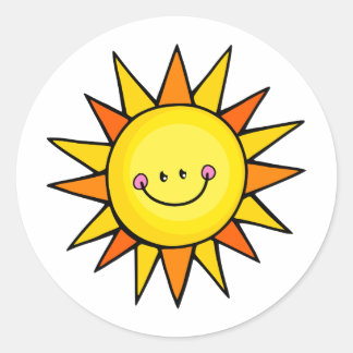 Schattigee Cartoon Happy Smiling Zomerzon Ronde Sticker