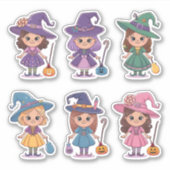 Schattigee Cartoon heksen met Snoep Sticker blad (Voorkant)