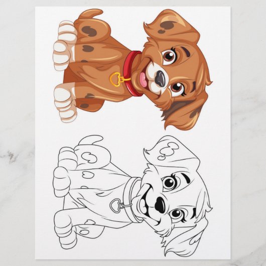 Schattigee Cartoon hond kleurplaat Flyer (Voorkant)