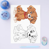 Schattigee Cartoon hond kleurplaat Flyer (Enkel)