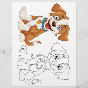 Schattigee cartoon hond kleurplaat flyer