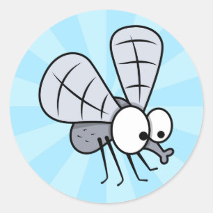 Schattigee Cartoon House Fly Ronde Sticker