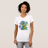 Schattigee Cartoon kameleon met grote ogen | Kleur T-shirt (Voorkant volledig)