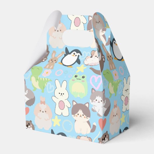 Schattigee Cartoon karakters patroon L Blue BG Bedankdoosjes (Voorkant Zijde)