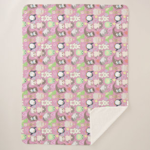 Schattigee Cartoon karakters patroon L Roze BG Sherpa Deken