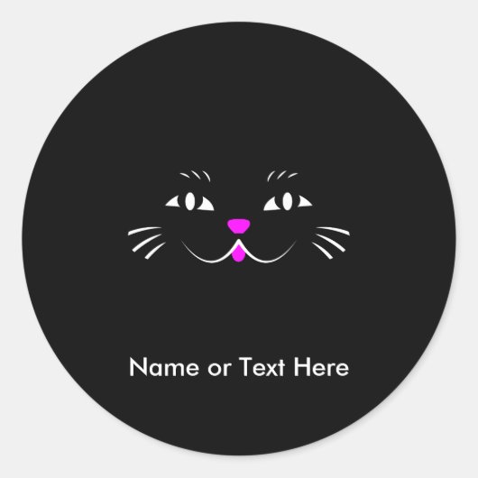 Schattigee Cartoon Kat Gezicht Ronde Sticker (Voorkant)