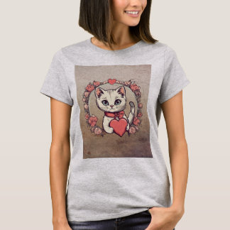 Schattigee Cartoon Kat  Valentijn's Day T-shirt