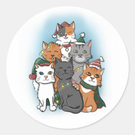 Schattigee Cartoon Katten groepstekening Ronde Sticker