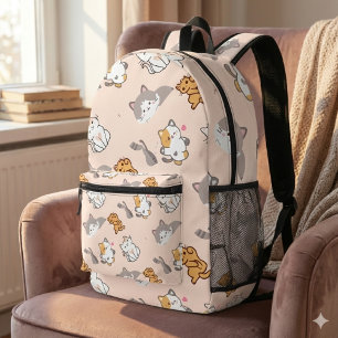 Schattigee cartoon Katten patroonmonogram Bedrukte Rugzak