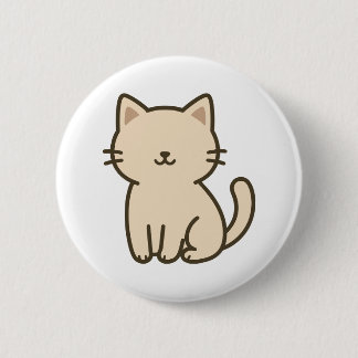 Schattigee Cartoon Kattenillustratie – Minimal Bei Ronde Button 5,7 Cm