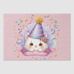 Schattigee Cartoon Kawaii Kitty Cat Happy Birthday Tissuepapier
