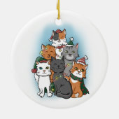 Schattigee Cartoon Kerst Kat Stapel Keramisch Ornament (Achterkant)