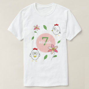 Schattigee Cartoon Kip Illustratie T-shirt