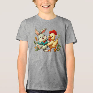 Schattigee, cartoon Kip & Konijn Tri-Blend Shirt