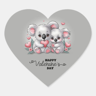 Schattigee Cartoon Koala Lovers Hart Valentijn's D Sticker