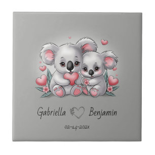 Schattigee Cartoon Koala Lovers Hart Valentijn's D Tegeltje