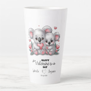 Schattigee Cartoon Koala Lovers Hearts Valentijn's Latte Mok