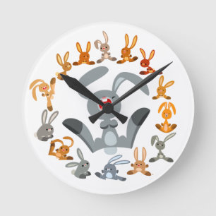 Schattigee Cartoon Konijnen Mandala Wandklok Ronde Klok