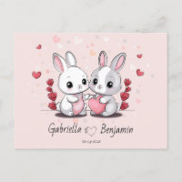 Schattigee Cartoon Konijnenliefhebbers Hart Valent