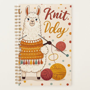Schattigee Cartoon lama met een gebreide sjaal Planner
