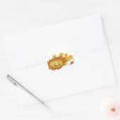 Schattigee Cartoon Lazy Lion ronde sticker (Envelop)