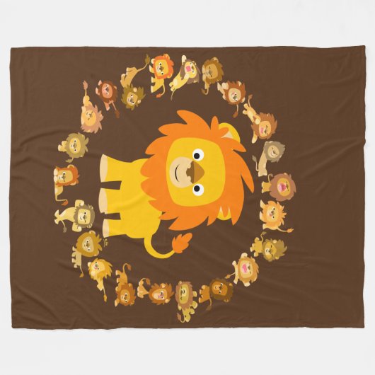 Schattigee Cartoon Leeuw Mandala Fleece Deken (Voorkant (Horizontaal))