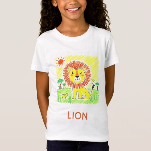 Schattigee Cartoon Lion - Kinder dierenkunst T-shirt (Voorkant)
