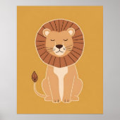 Schattigee Cartoon Lion Nursery Poster (Voorkant)
