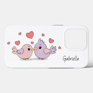 Schattigee Cartoon Lovebirds and Hearts Valentijn' iPhone 13 Pro Hoesje
