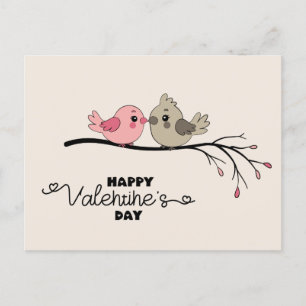 Schattigee Cartoon Lovebirds op tak Valentijn's Da Briefkaart