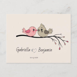 Schattigee Cartoon Lovebirds op tak Valentijn's Da Briefkaart