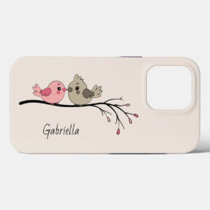 Schattigee Cartoon Lovebirds op tak Valentijn's Da iPhone 13 Pro Hoesje