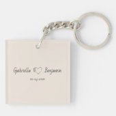 Schattigee Cartoon Lovebirds op tak Valentijn's Da Sleutelhanger (Achterkant)