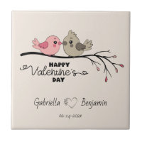 Schattigee Cartoon Lovebirds op tak Valentijn's Da