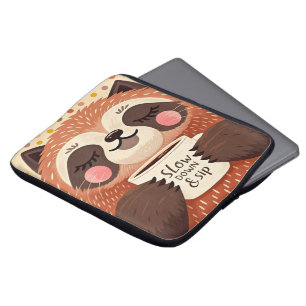 Schattigee Cartoon luiaard met overdreven slaperig Laptop Sleeve