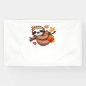 Schattigee Cartoon Luiaard met pompoen - Herfstsei Spandoek (Horizontaal)