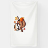 Schattigee Cartoon Luiaard met pompoen - Herfstsei Spandoek (Verticaal)