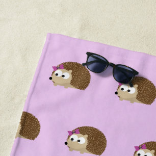 Schattigee Cartoon Meisje Hedgehog Pattern Strandlaken